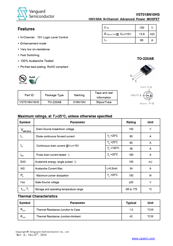 <?=VST018N10HS?> डेटा पत्रक पीडीएफ