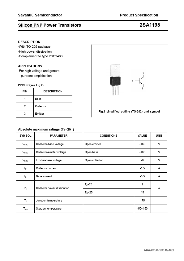 <?=2SA1195?> डेटा पत्रक पीडीएफ