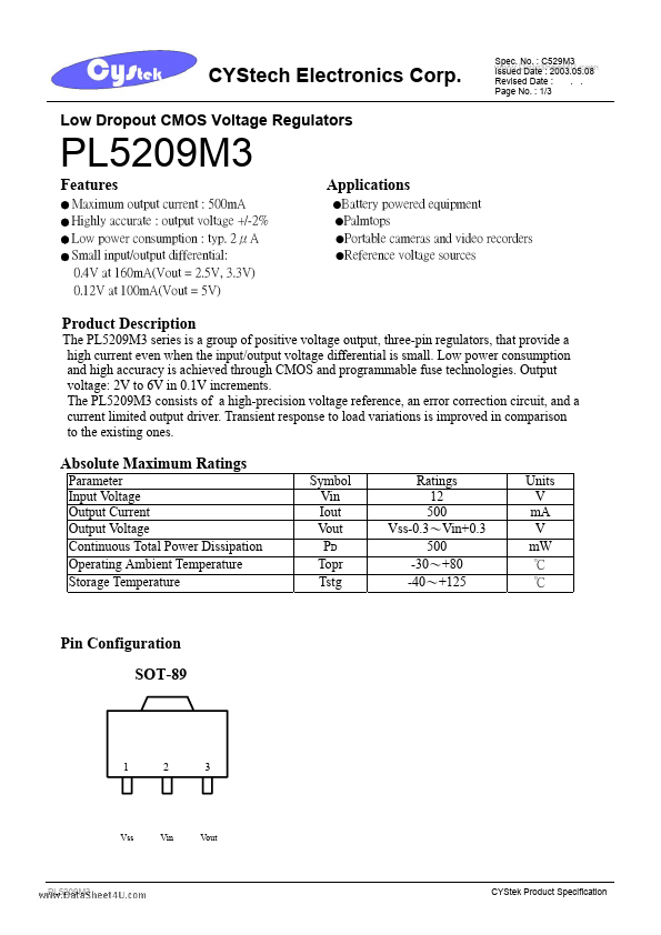 PL5209M3 Cystech Electonics Corp