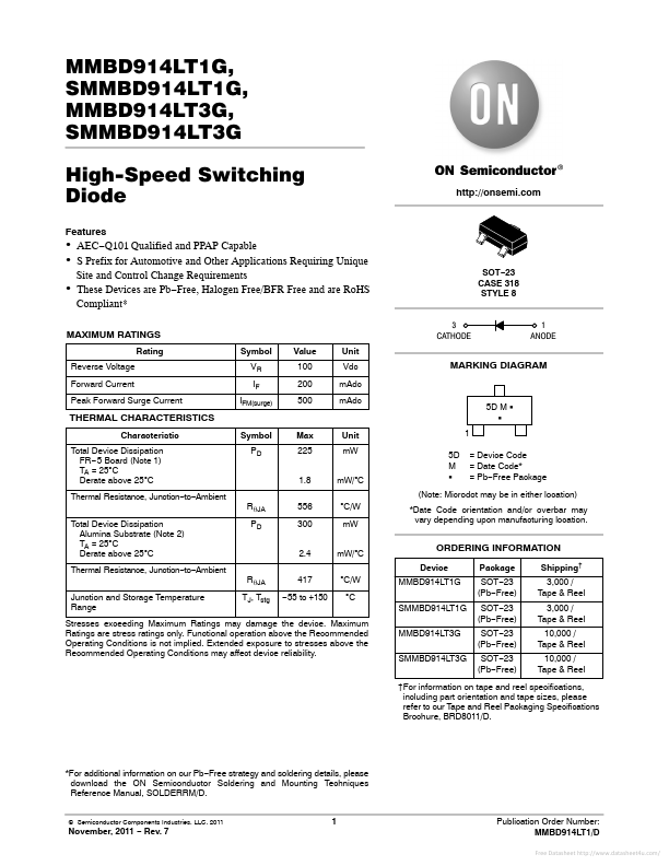 <?=SMMBD914LT3G?> डेटा पत्रक पीडीएफ