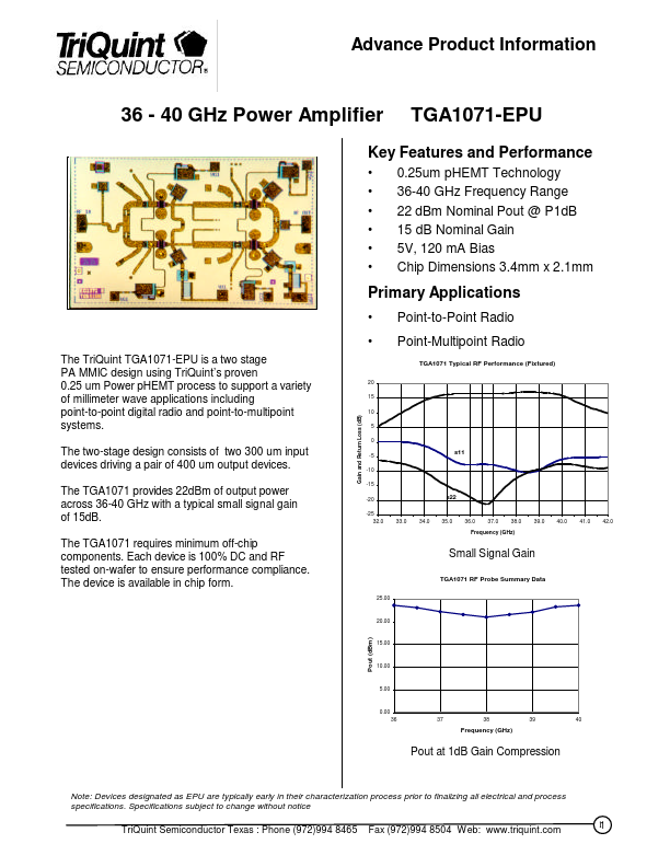 TGA1071-EPU TriQuint Semiconductor