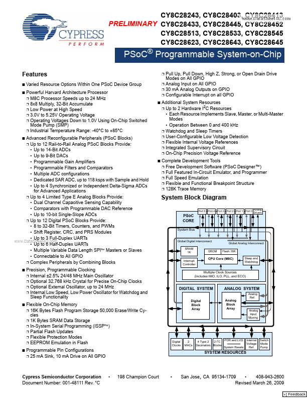 <?=CY8C28403?> डेटा पत्रक पीडीएफ