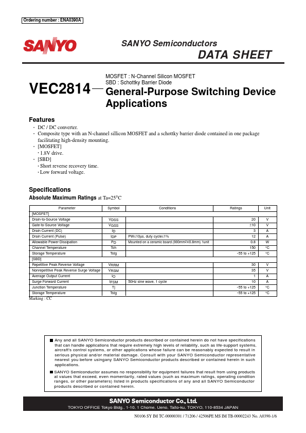VEC2814 Sanyo Semicon Device