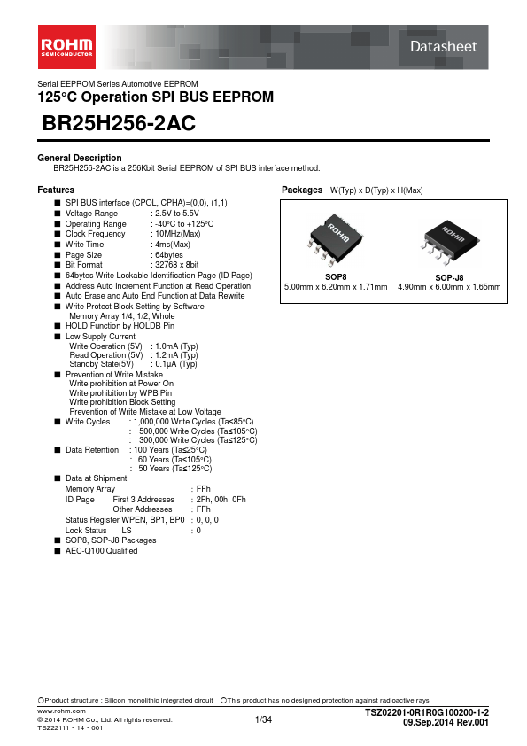 <?=BR25H256-2AC?> डेटा पत्रक पीडीएफ