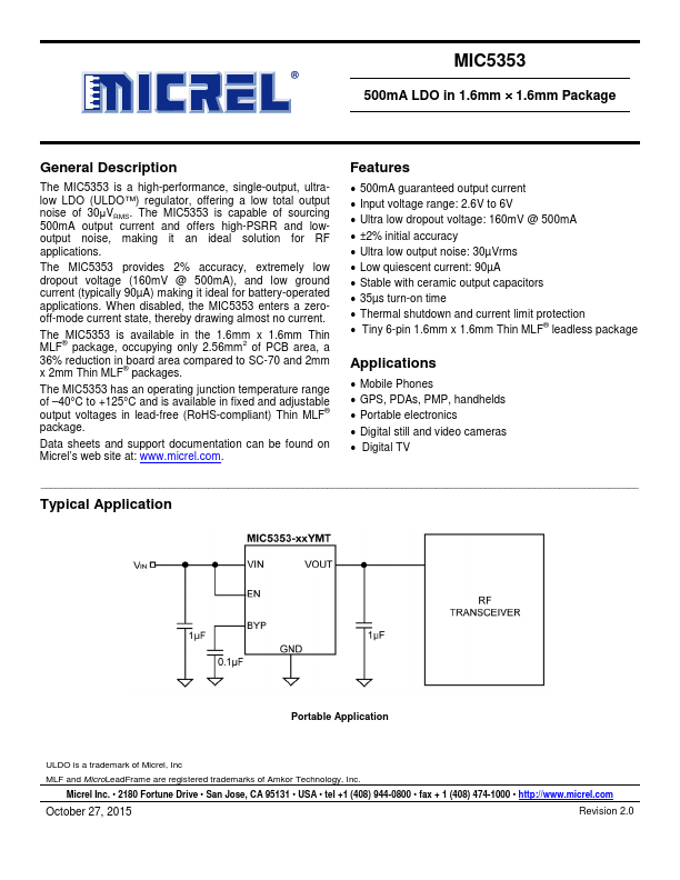 MIC5353 Micrel Semiconductor