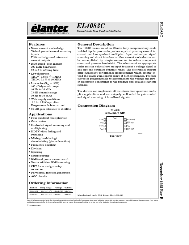 EL4083C Elantec Semiconductor