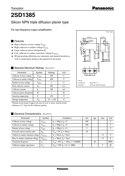 2SD1385 Panasonic Semiconductor