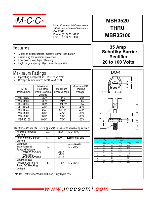 MBR3560 Micro Commercial Components