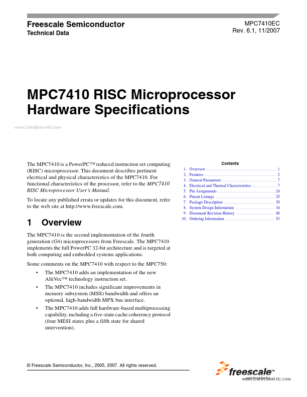 MPC7410 Freescale Semiconductor