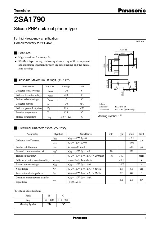 2SA1790 Panasonic Semiconductor