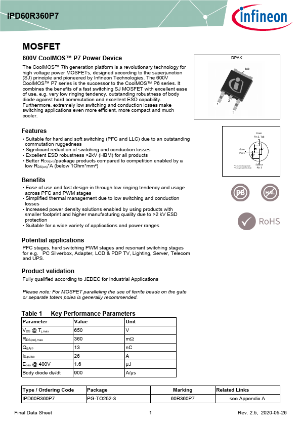 IPD60R360P7 Infineon