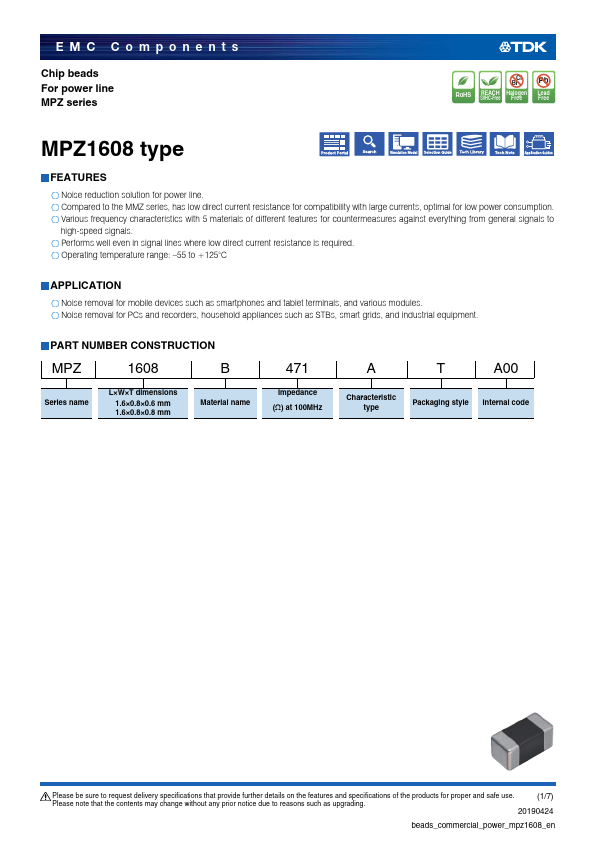 MPZ1608B471ATA00 TDK