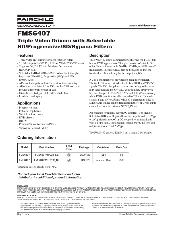 FMS6407MTC20X Fairchild Semiconductor