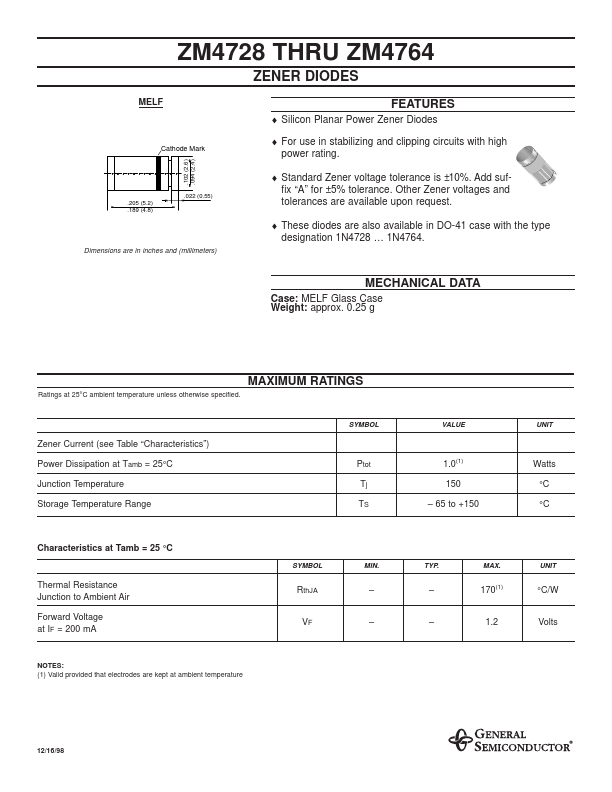 ZM4743 General Semiconductor