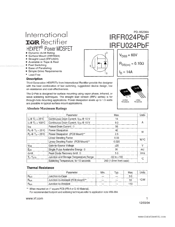 IRFR024PBF International Rectifier