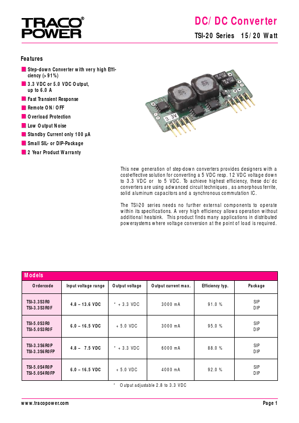 TSI-5.0S3R0F Traco Electronic AG