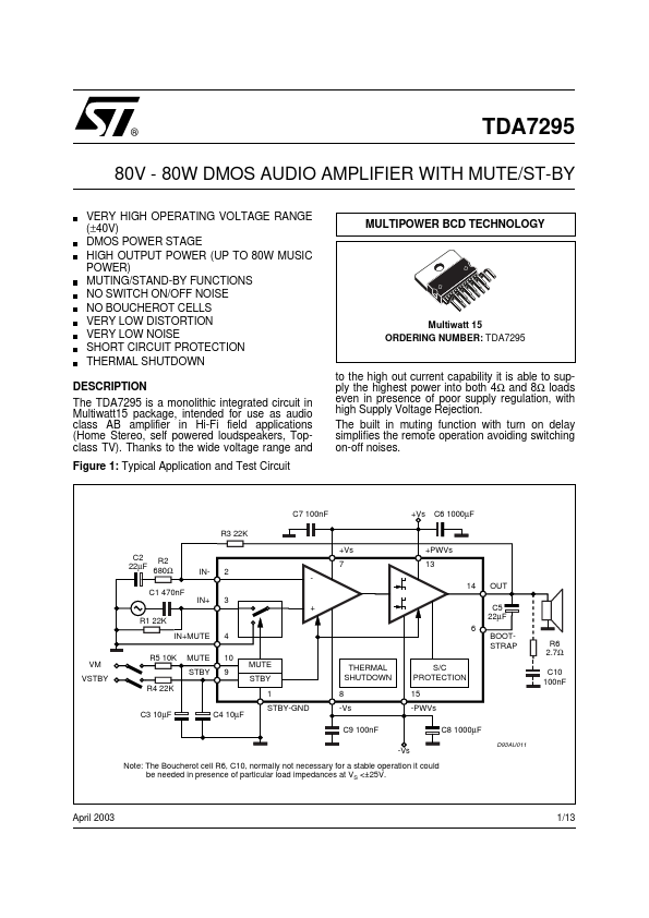 TDA7295 ST Microelectronics