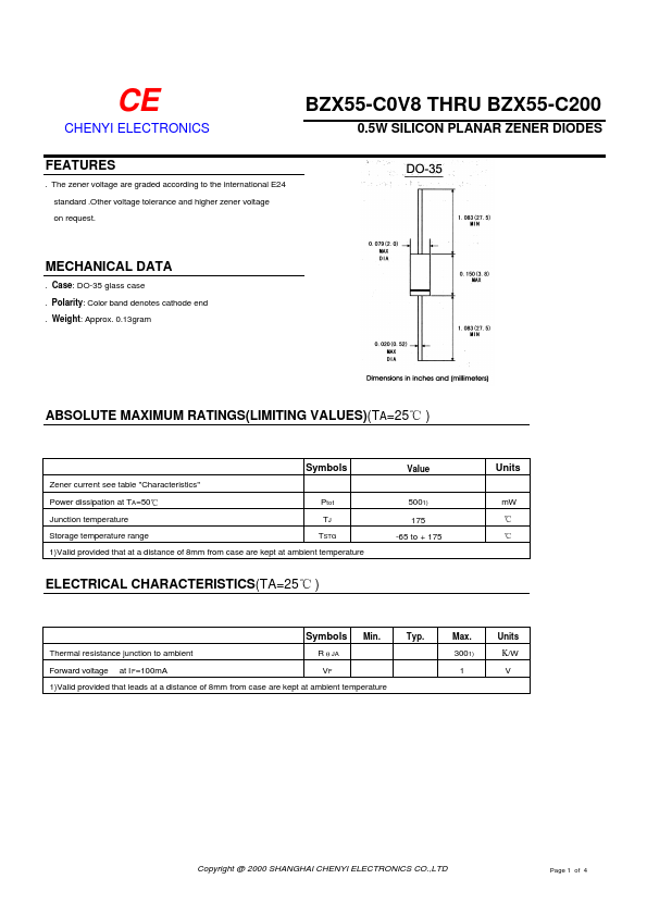 BZX55-C15 CHENYI ELECTRONICS