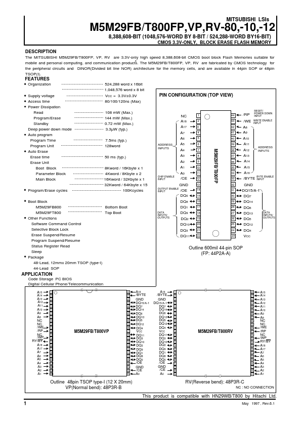 M5M29FB800FP-12 Mitsubishi