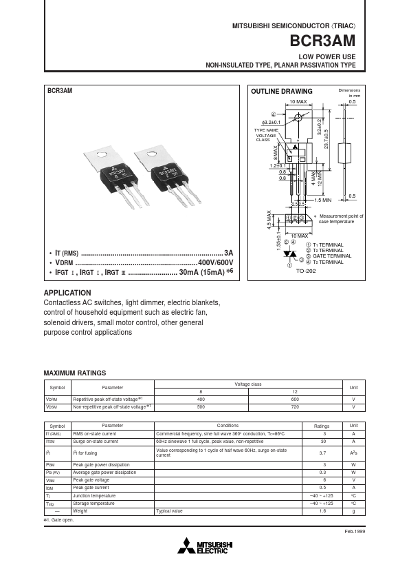 BCR3AM Mitsubishi Electric Semiconductor