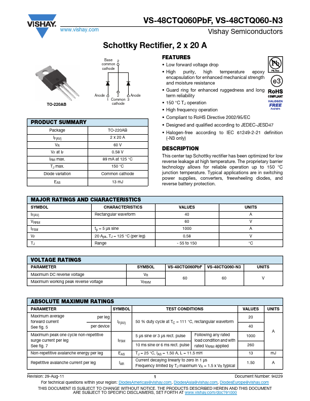 <?=VS-48CTQ060PbF?> डेटा पत्रक पीडीएफ