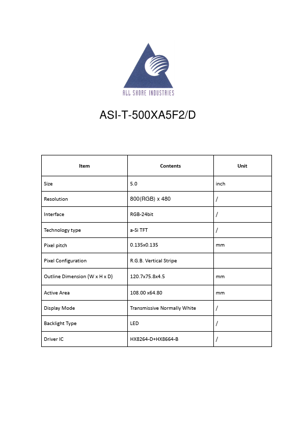 <?=ASI-T-500XA5F2-D?> डेटा पत्रक पीडीएफ