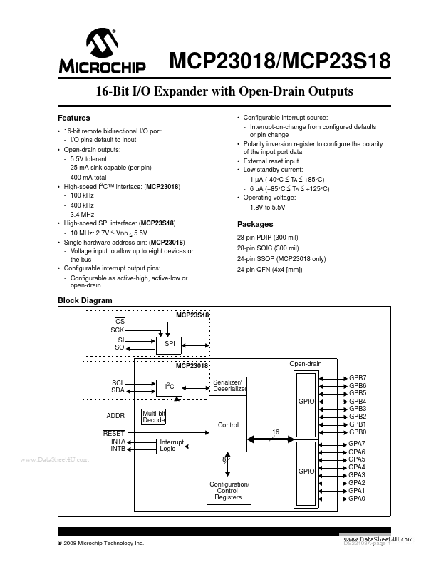 <?=MCP23018?> डेटा पत्रक पीडीएफ