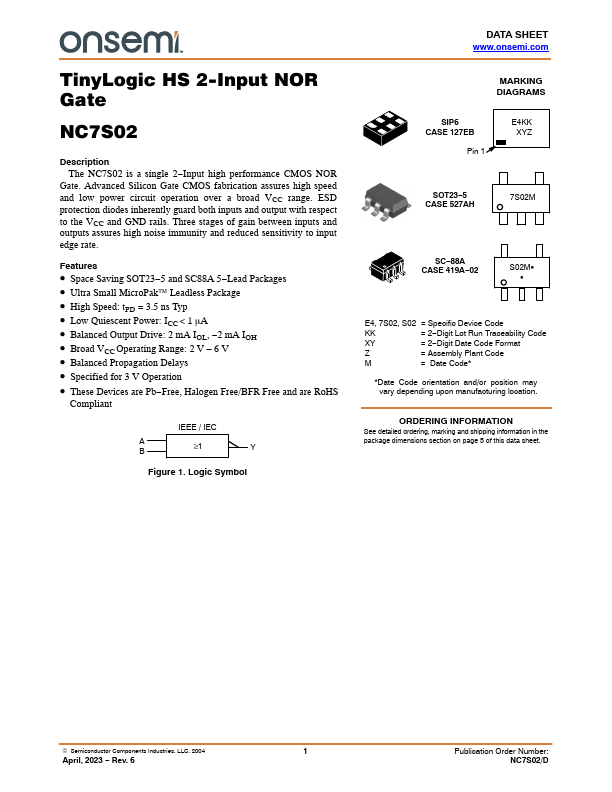 NC7S02 ON Semiconductor
