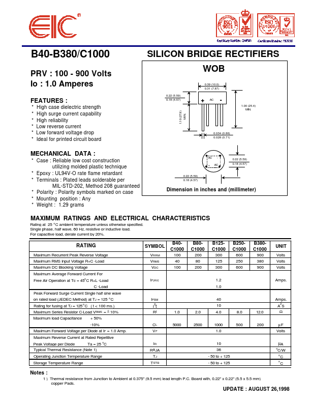 B40-C1000 EIC discrete Semiconductors