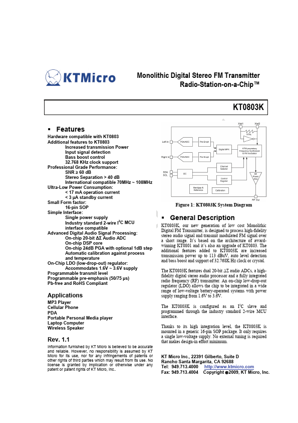 KT0803K KTMicro
