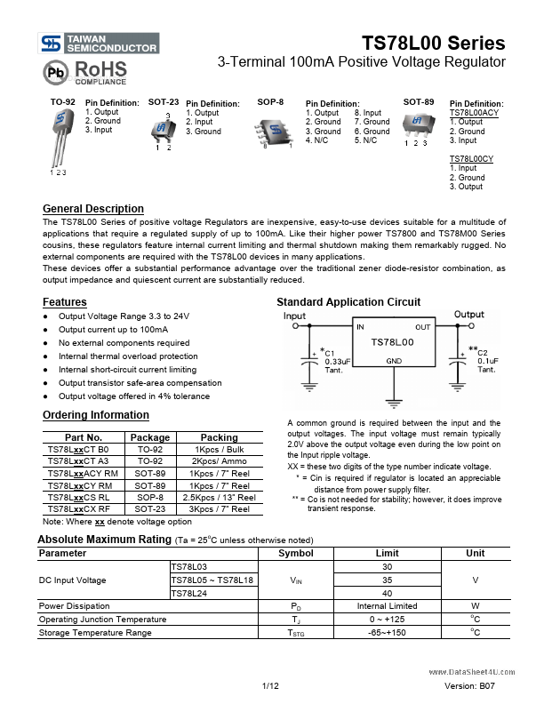 <?=TS78L03?> डेटा पत्रक पीडीएफ