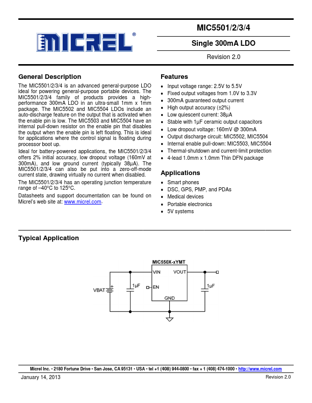 MIC5504 Micrel Semiconductor