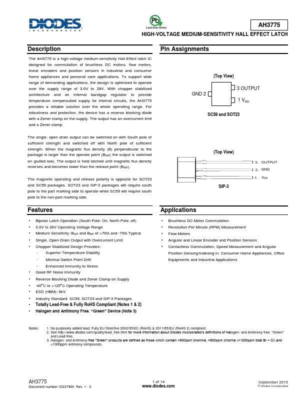 AH3775 Diodes