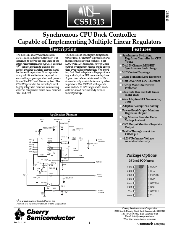 CS51313 Cherry Semiconductor Corporation