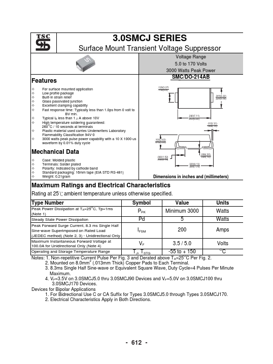 3.0SMCJ120A Taiwan Semiconductor