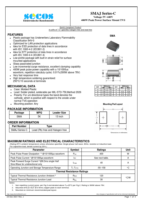 SMAJ350CA-C SeCoS