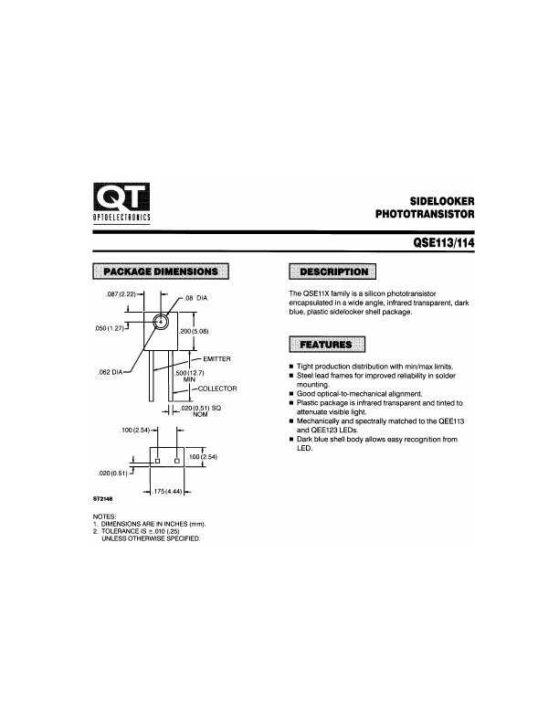 QSE113 QT Optoelectronics