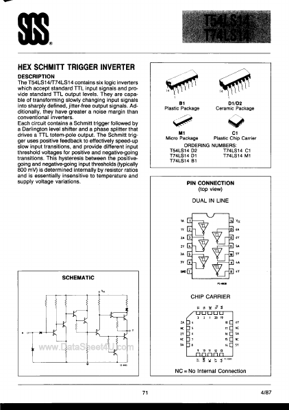 <?=T74LS14?> डेटा पत्रक पीडीएफ