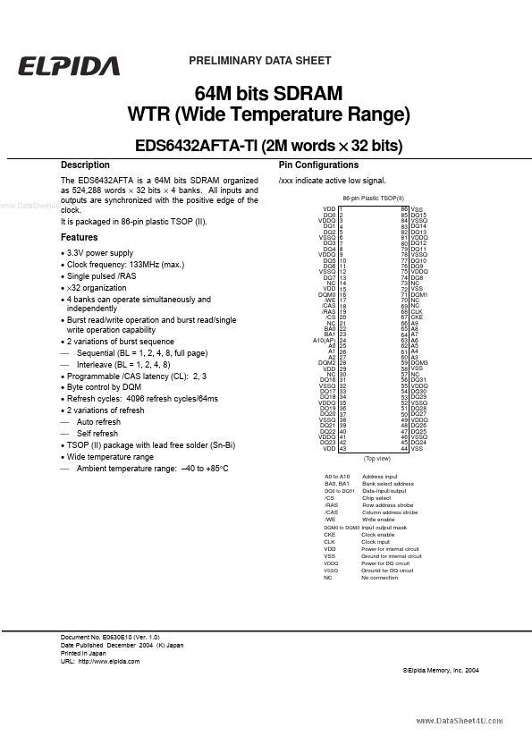 <?=EDS6432AFTA-TI?> डेटा पत्रक पीडीएफ