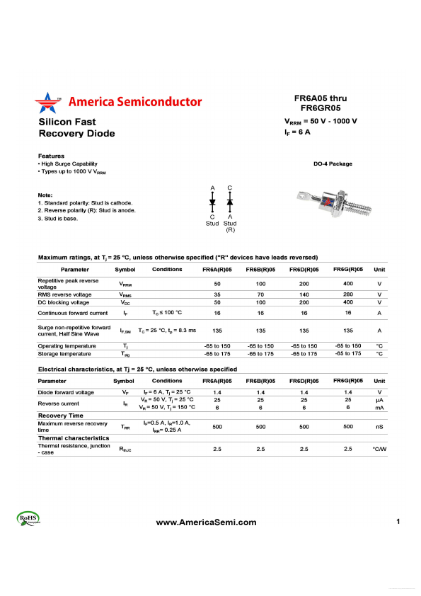 FR6AR05 America Semiconductor
