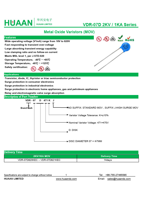 <?=VDR-07D221KEC?> डेटा पत्रक पीडीएफ