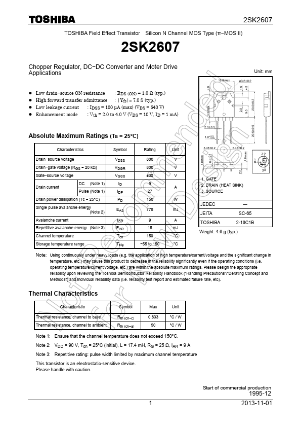 2SK2607 Toshiba Semiconductor