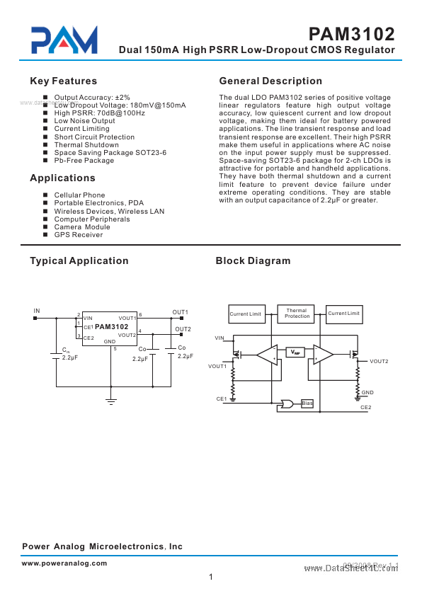 PAM3102 Power Analog Micoelectronics