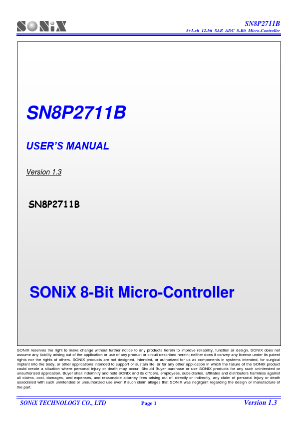 SN8P2711B Sonix