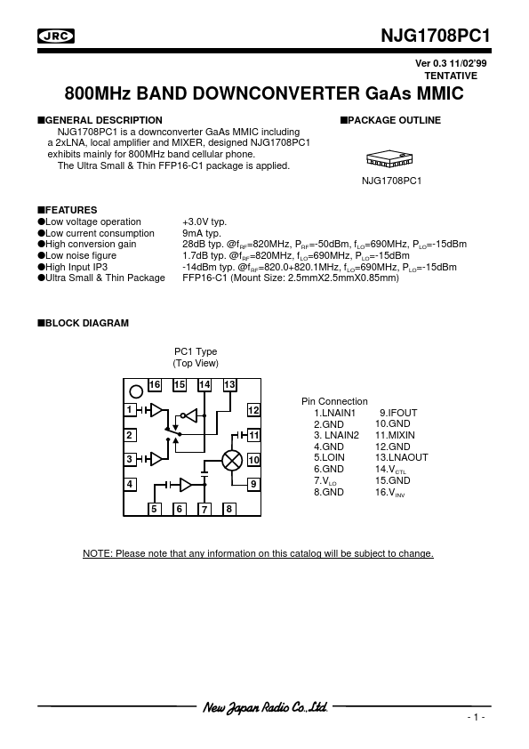 <?=NJG1708PC1?> डेटा पत्रक पीडीएफ