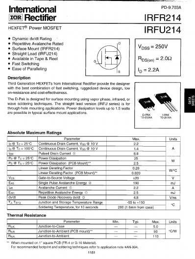 IRFR214 International Rectifier