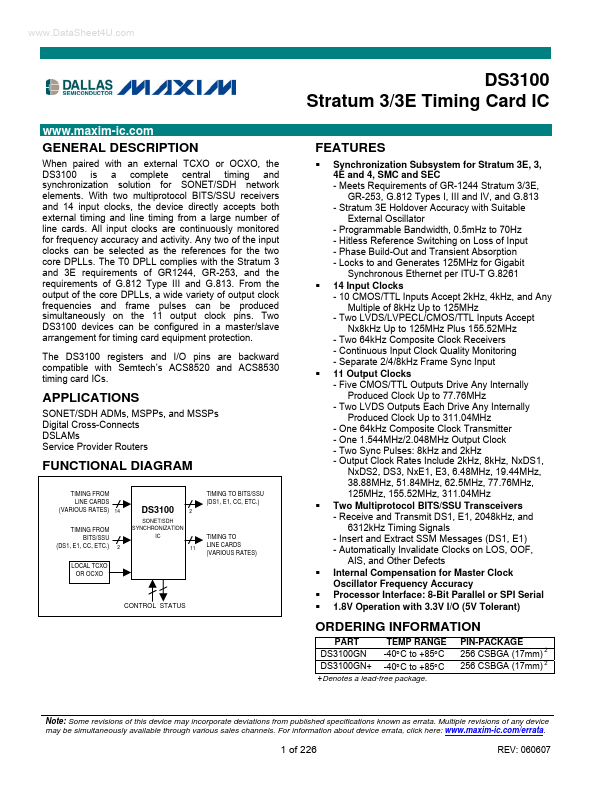 DS3100 Maxim Integrated Products