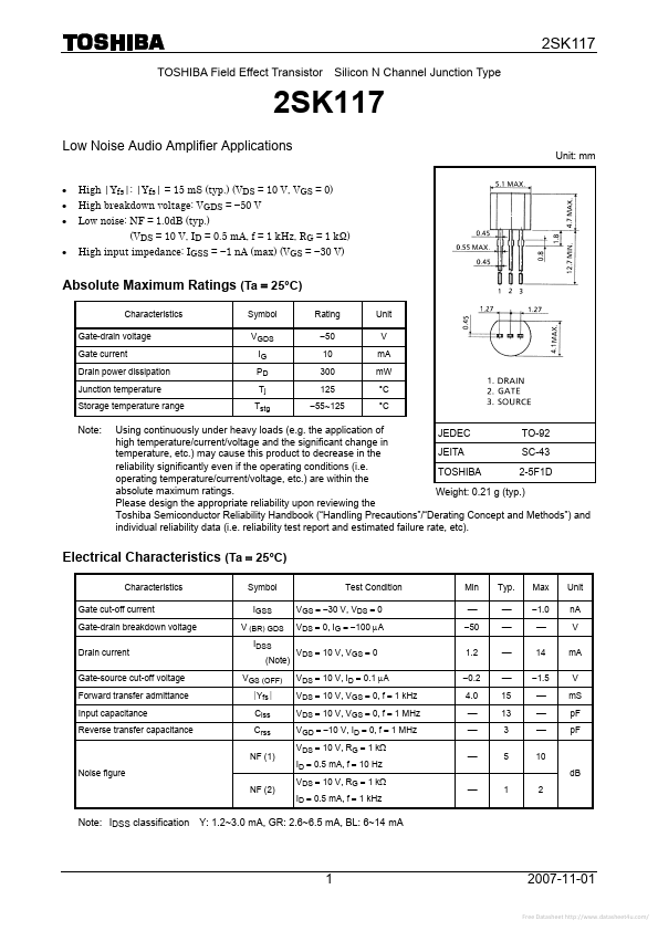 K117 Toshiba Semiconductor