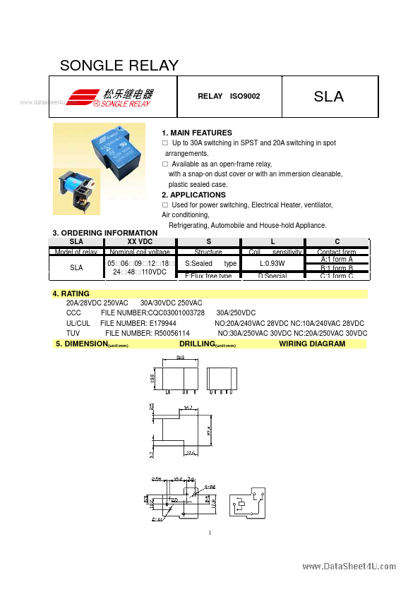 <?=SLA-110VDC-S-L-B?> डेटा पत्रक पीडीएफ