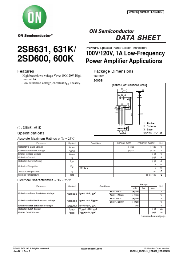 2SB631 ON Semiconductor